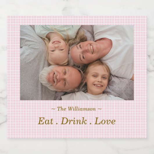 Holiday Wedding Generic Personaliseer Foto & Naam Sparkling Wijnetiket (Enkel label)