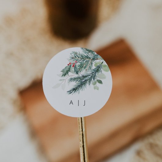 Holiday Wedding Monogram Favoriete Sticker