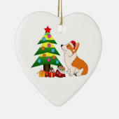 Holiday Welsh Corgi Cartoon met boom Keramisch Ornament (Rechts)
