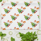 Holiday Welsh Corgi Cartoon met boom Theedoek (Gevouwen)