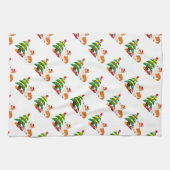 Holiday Welsh Corgi Cartoon met boom Theedoek (Horizontaal)