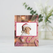 Holiday wenst Candy Cane Pine Bough Custom Feestdagenkaart (Staand voorkant)