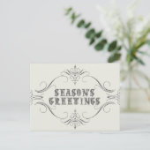 Holiday-white-Season's Greetings Briefkaart (Staand voorkant)