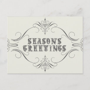 Holiday-white-Season's Greetings Briefkaart