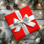 Holiday White Solid Color Satijnen Lint