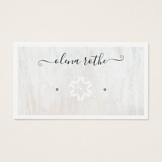 Holiday White Wood Earring Display Holder Calli Visitekaartje (Voorkant)