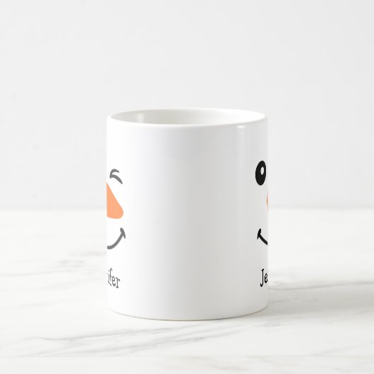 Holiday Winking Snowman Face Persoonlijke naam Koffiemok (Center)