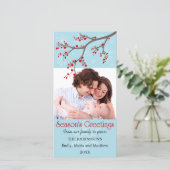 Holiday Winter Berry en Snowflakes Fotokaarten Feestdagenkaart (Staand voorkant)