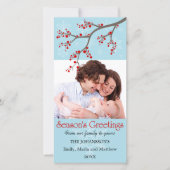 Holiday Winter Berry en Snowflakes Fotokaarten Feestdagenkaart (Voorkant)