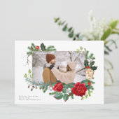 Holiday Winter Botanische Foto gepersonaliseerd Feestdagenkaart (Staand voorkant)