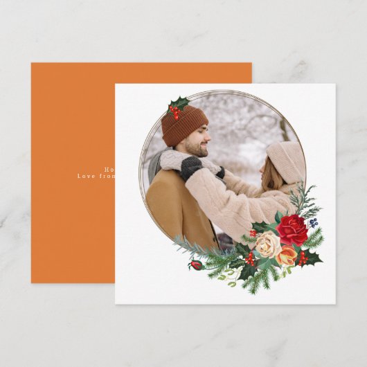 Holiday Winter Botanische Foto gepersonaliseerd Feestdagenkaart (Voorkant / Achterkant)