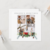 Holiday Winter Botanische Foto gepersonaliseerd Kaart (Voorkant / Achterkant in situ)