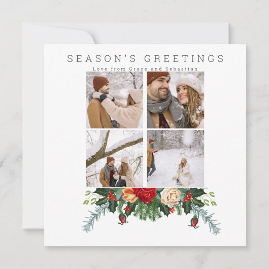 Holiday Winter Botanische Foto gepersonaliseerd Kaart (Voorkant)