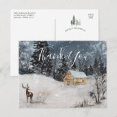 Holiday Winter Cabin Scene Hartelijk dank Briefkaa Briefkaart (Voorkant / Achterkant)