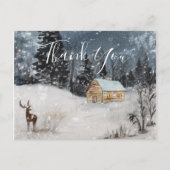 Holiday Winter Cabin Scene Hartelijk dank Briefkaa Briefkaart (Voorkant)