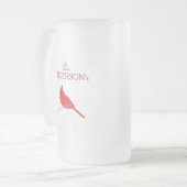 Holiday Winter Elegant Botanische Rode Kardinaal Matglas Bierpul (Voorkant links)