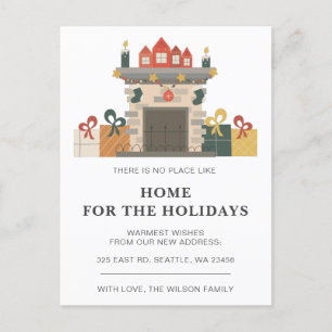 Holiday Winter Fireplace Home Weve Moved Holiday Briefkaart