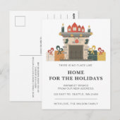 Holiday Winter Fireplace Home Weve Moved Holiday Briefkaart (Voorkant / Achterkant)