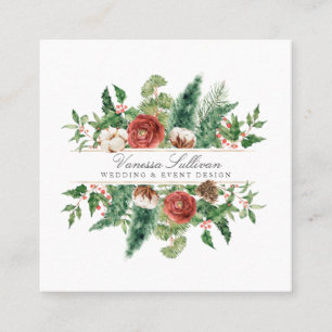 Holiday Winter Floral Vierkante Visitekaartje