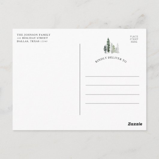 Holiday Winter Fores Scene Dank je Briefkaart (Achterkant)