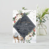 Holiday Winter Forest Deer Woodland Save the Date (Staand voorkant)