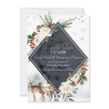 Holiday Winter Forest Deer Woodland Save the Date