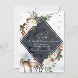 Holiday Winter Forest Deer Woodland Save the Date