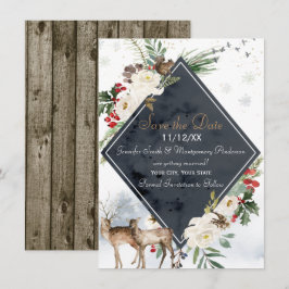 Holiday Winter Forest Deer Woodland Save the Date