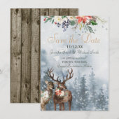 Holiday Winter Forest Woodland Save the Date (Voorkant / Achterkant)