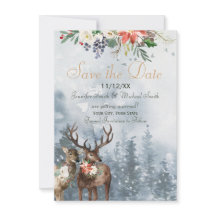 Holiday Winter Forest Woodland Save the Date