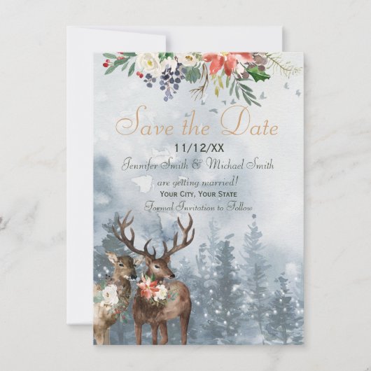 Holiday Winter Forest Woodland Save the Date (Voorkant)
