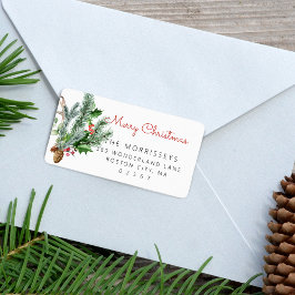 Holiday Winter Greenery Adres Label