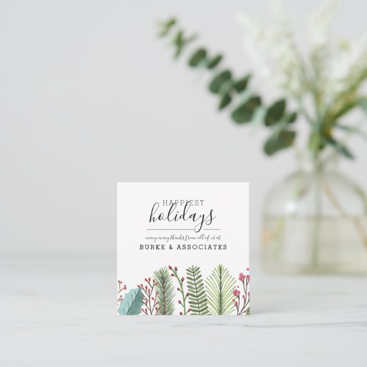 Holiday Winter Greenery Personalized Vierkante Visitekaartje (Staand voorkant)