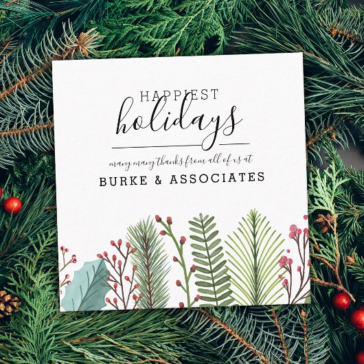 Holiday Winter Greenery Personalized Vierkante Visitekaartje