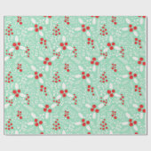 Holiday Winter Holly Berries Mistletoe Wrapping Pa Cadeaupapier (Vlak)