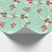 Holiday Winter Holly Berries Mistletoe Wrapping Pa Cadeaupapier (Hoek)