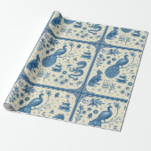 Holiday & Winter Mahjong Toile Wrapping Paper Cadeaupapier (Uitgerold)