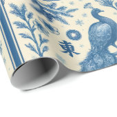 Holiday & Winter Mahjong Toile Wrapping Paper Cadeaupapier (Rol Hoek)