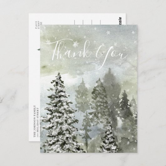 Holiday Winter Sneeuwbos Hartelijk dank Briefkaart (Voorkant / Achterkant)