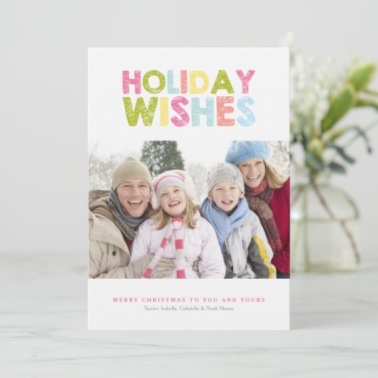 HOLIDAY WISHES | Colorful Chalk Feestdagenkaart (Staand voorkant)