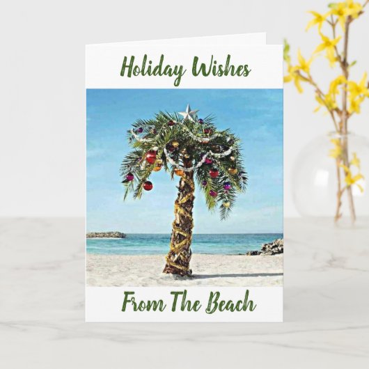HOLIDAY WISHES FROM ***THE BEACH*** KAART (Gele Bloem)