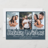 Holiday Wishes Outline Lettering 3 Vertical Photo Feestdagenkaart (Voorkant)