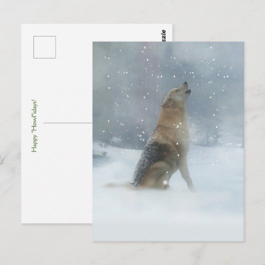 Holiday Wolf en Snow Happy Howlidays Briefkaart (Voorkant / Achterkant)