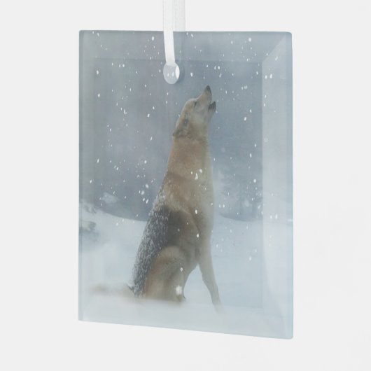 Holiday Wolf en Snow Howling Glas Ornament (Voorkant links)