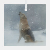 Holiday Wolf en Snow Howling Glas Ornament (Achterkant)