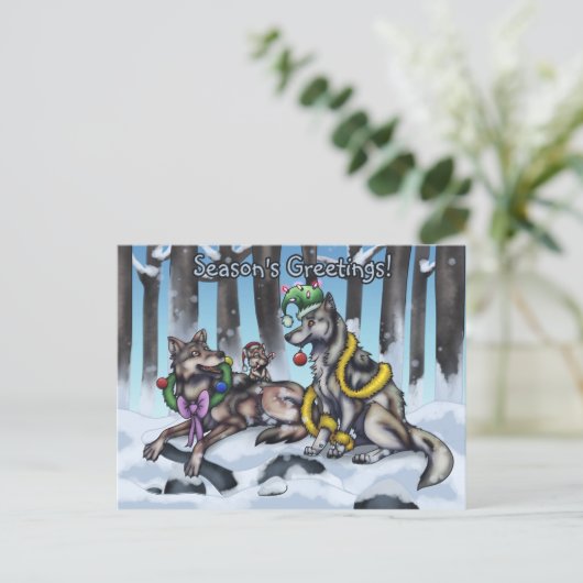 Holiday Wolves Briefkaart (Staand voorkant)
