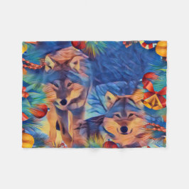 Holiday Wolves Fleece Deken