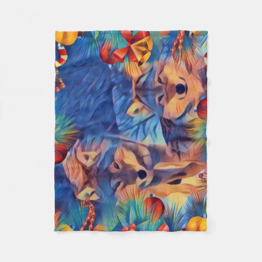 Holiday Wolves Fleece Deken (Voorkant)