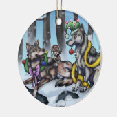Holiday Wolves Keramisch Ornament (Links)