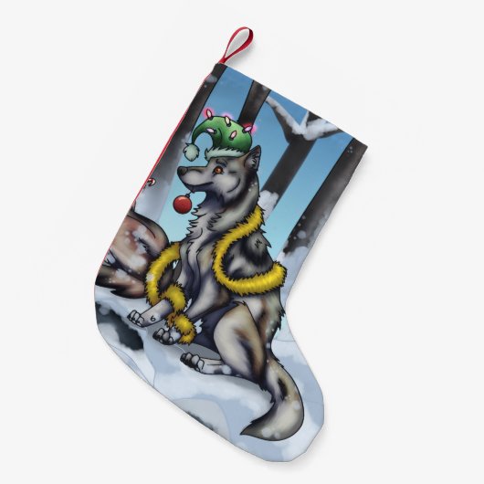 Holiday Wolves Kleine Kerstsok (Voorkant (Hangend))